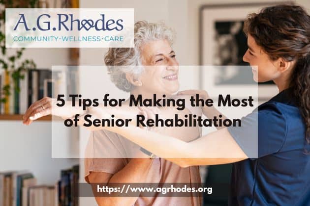 Mom and daughter background for 5 tips for making the most of senior rehabilitation