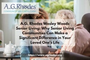 A daughter and old mother as background for the topic on Wesley Woods Senior Living